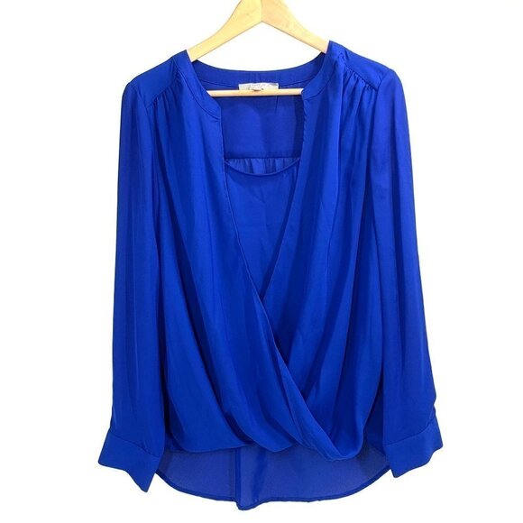 Marled By Reunited Long Sleeve Blouse With Tank Top Royal Blue Size Large - Picture 1 of 3